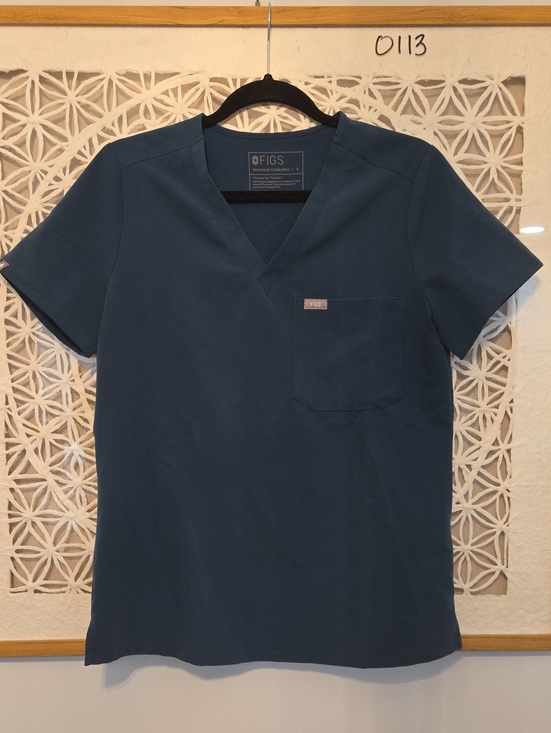 Figs Tops - FIGS Catarina Scrub Top Women’s Small Caribbean Blue V-Neck One Pocket Medical
